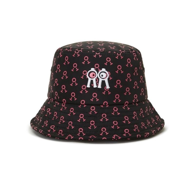 【直送品（買い合わせ不可）】Mサイズ(60cm) Rolling Rolleye バケットハット ピンクロゴパターン ブラック　　