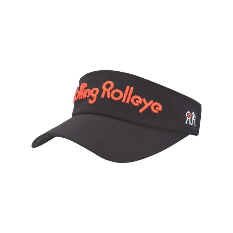 【直送品（買い合わせ不可）】フリーサイズ ユニセックス Rolling Rolleye ロールロールフォント バイザー ホワイトオレンジアイ ブラック　　