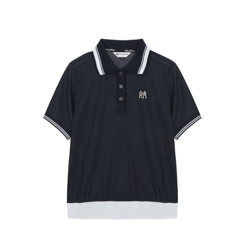 【直送品】Mサイズ レディース Rolling Rolleye ウーマンズ ワッフル パッチ カラーTシャツ ネイビー　　
