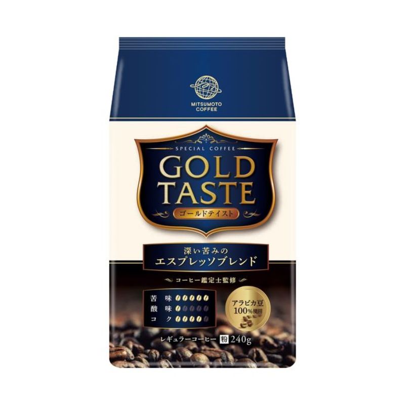 [6個]三本珈琲 ゴールドテイスト 深い苦みのエスプレッソブレンド（粉）　240g　賞味期限2026.01.08