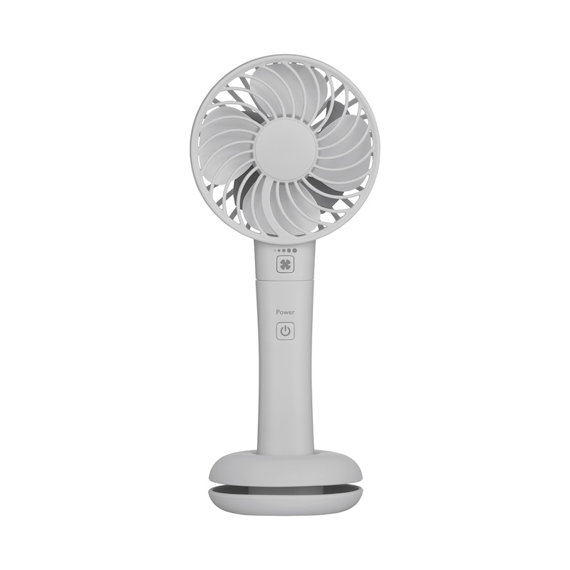 グリーンハウス　スマホ充電可能手持扇風機 ダブルファン グレー　約155g　