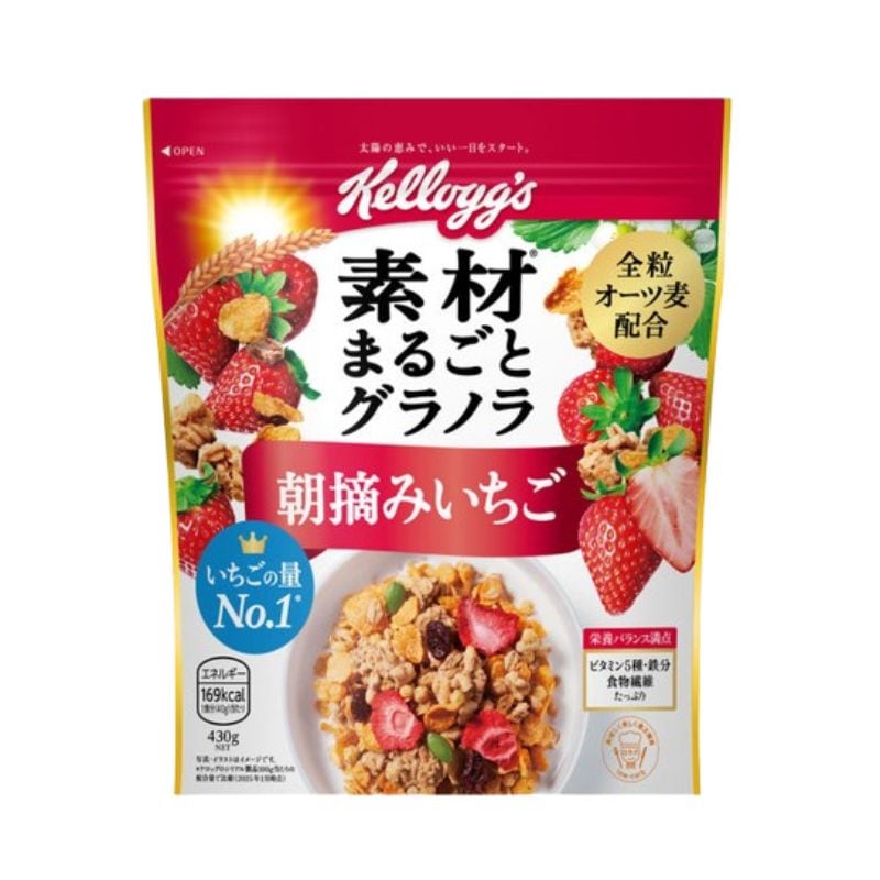 [3個]日本ケロッグ 素材まるごとグラノラ 朝摘みいちご　430g　賞味期限2026.04.30|お菓子|食品・飲料