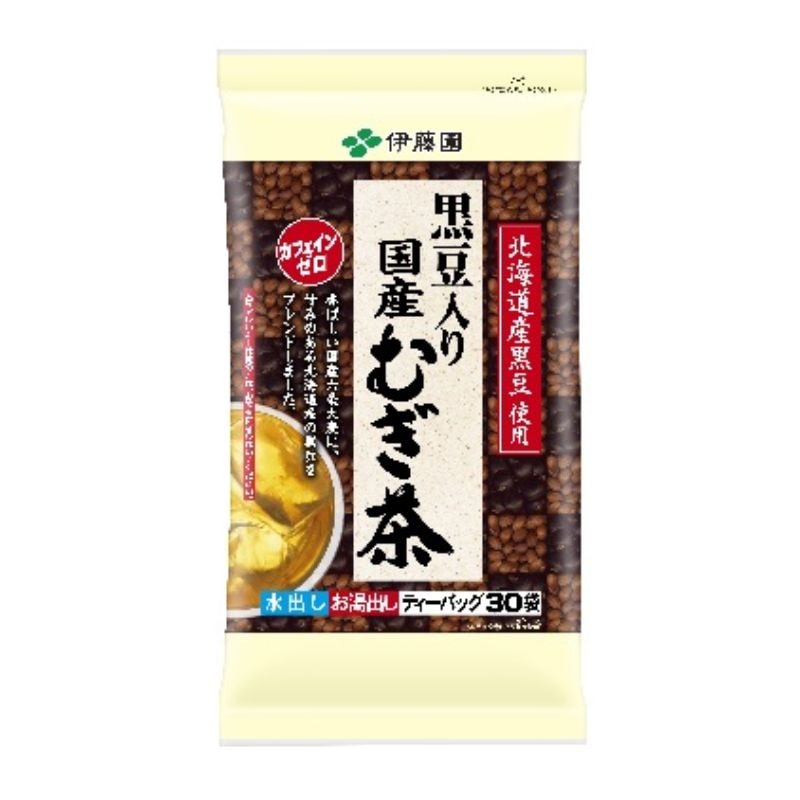 [2個]伊藤園 黒豆入り国産むぎ茶 ティーバッグ　30袋　賞味期限2026.10.31