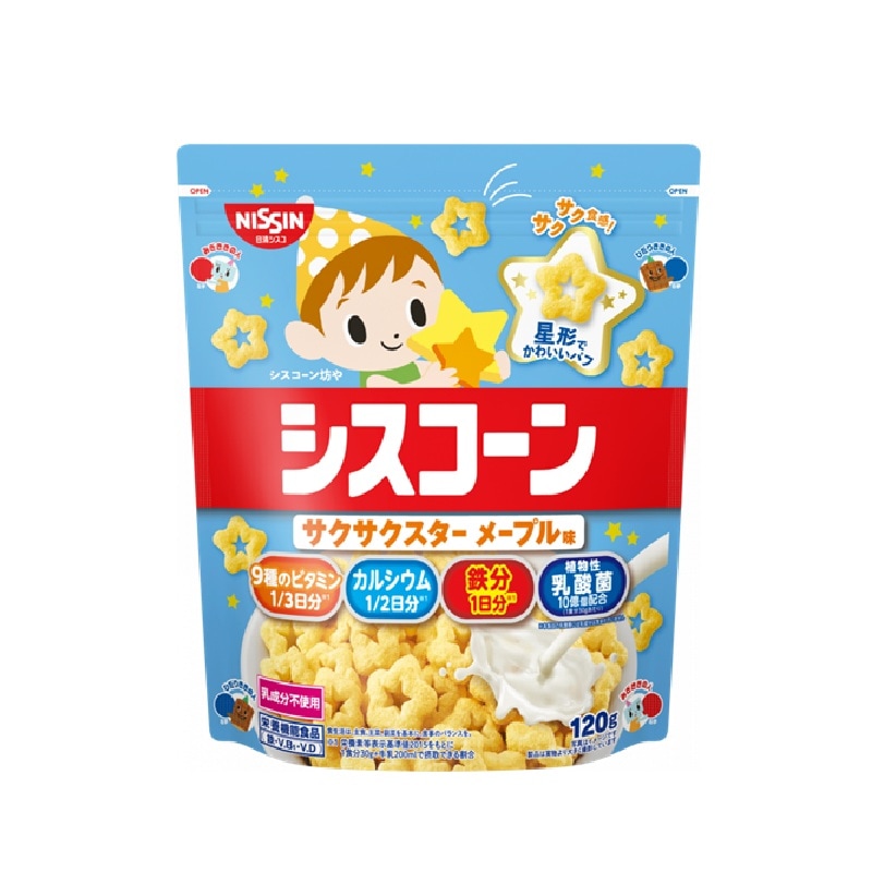 [3個]日清シスコ シスコ シスコーンサクサクスターメープル味　120g　賞味期限2026.05.31
