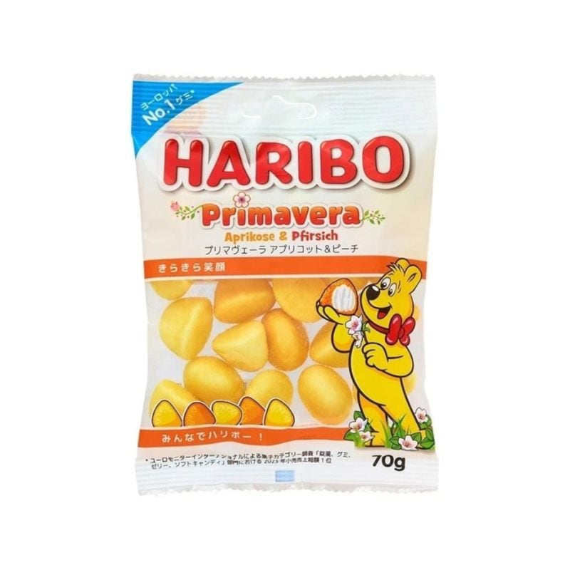 [5個]【JB直送品】ハリボー プリマヴェーラ アプリコット＆ピーチ　70g　賞味期限2026.11.30