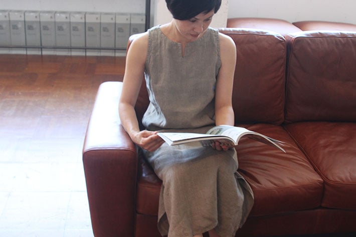 ［fog linen work/フォグリネンワーク］ リア ノースリーブ ナイトシャツ ナチュラル