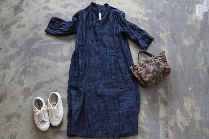 ［linenu works ］stand collor dress