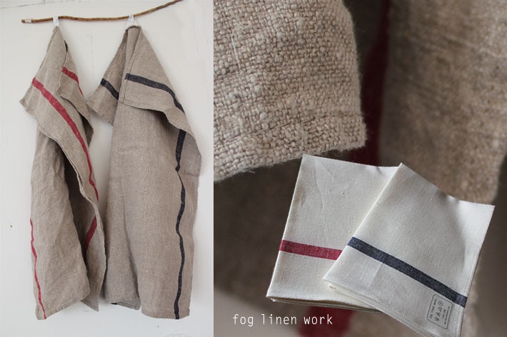 ［fog linen work フォグリネンワーク］　リネンライン入りキッチンクロス 厚地