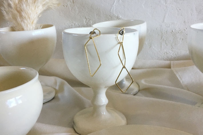 ［ningulu］［真鍮アクセ］ ピアス 菱形