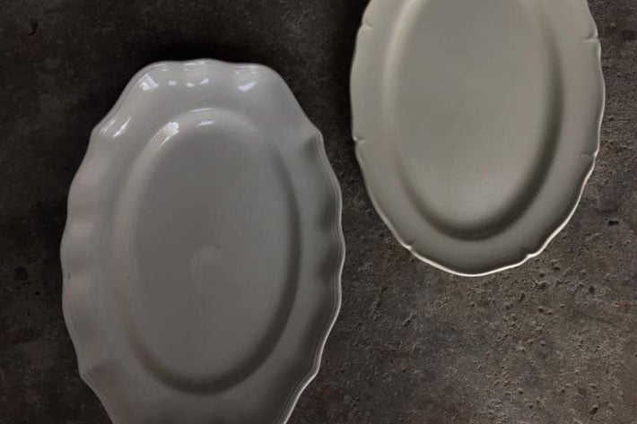 ［Antiques］花リム オーバル大皿
