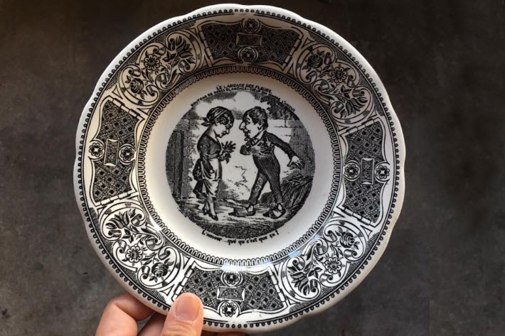 ［antiques］GIEN 絵柄 ２枚組