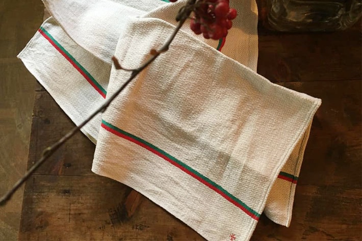 ［antiques］キッチンクロス(Red×Greenライン)