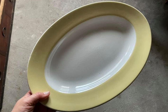 ［antiques］イエローオーバルプレート