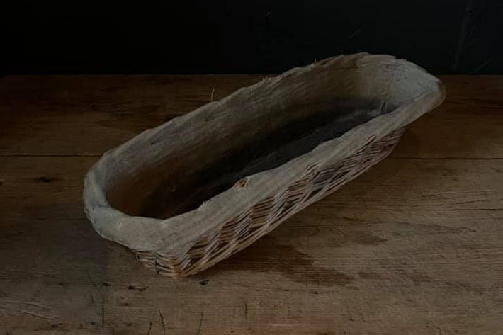 ［antiques］フランス バゲット発酵パニエ(麻布付き)