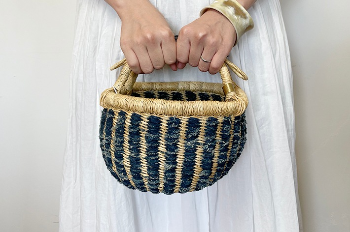 biga ラウンド　カゴ NEW!［ biga ］ Bolga basket ロンド インディゴ | biga | とんぱhanare
