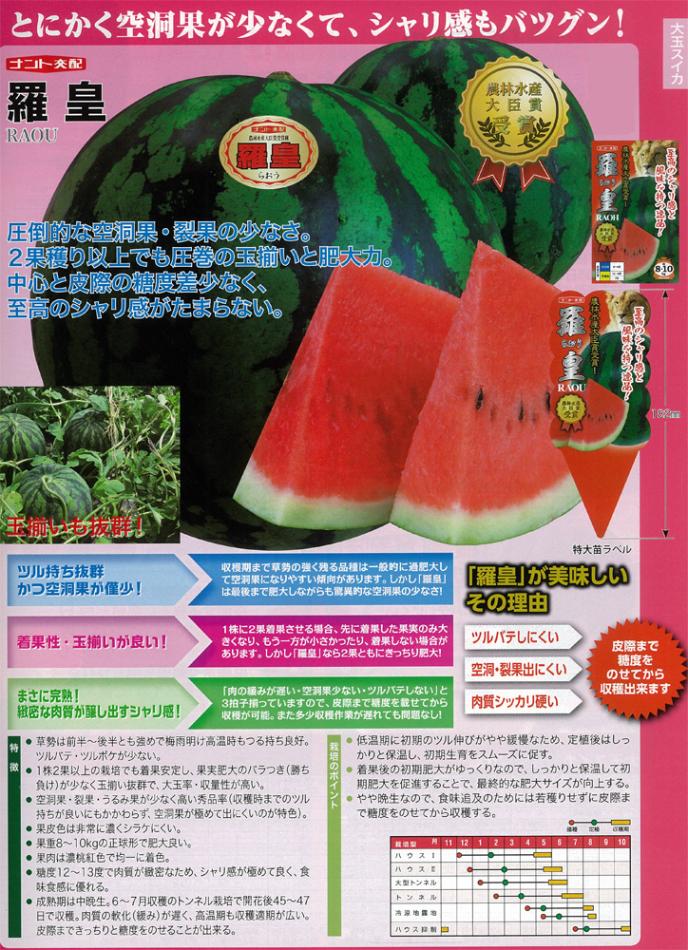 スイカ】縞皮・赤肉 羅皇〔ナント交配〕 | スイカ | 野菜・草花の種苗