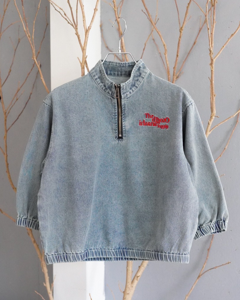 denim half zip - kids��adult