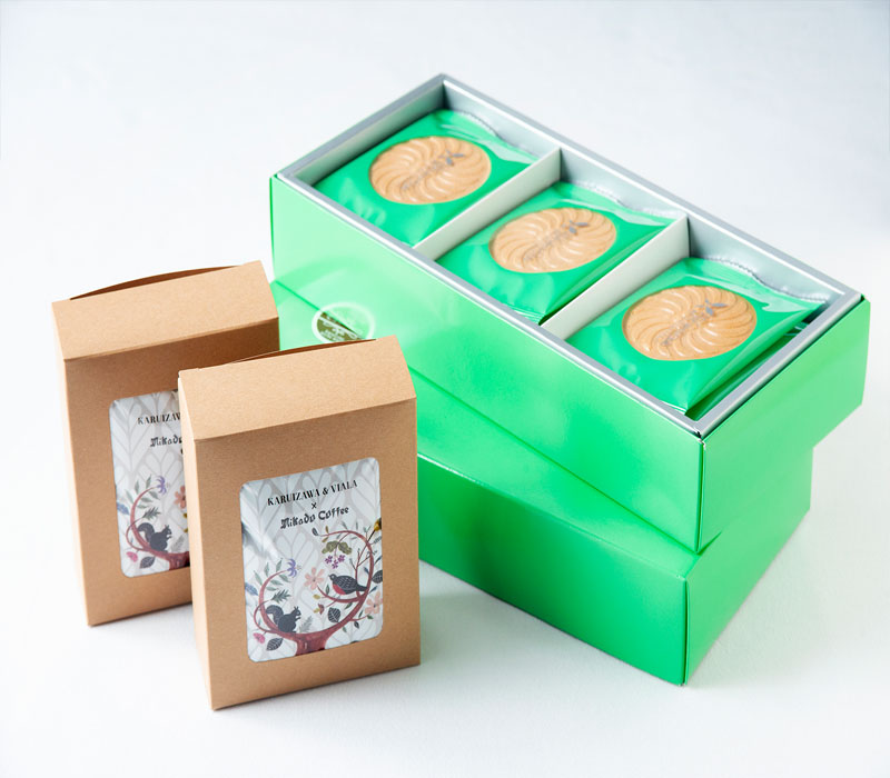 軽井沢＆VIALA　オリジナルセット（珈琲＆ゴーフレット）<br>ドリップパックコーヒー5袋×2箱・ゴーフレット15袋×2箱