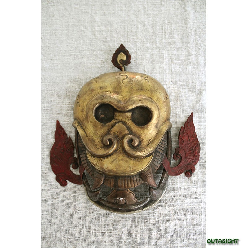 チティパティ スカルマスク(お面) 銅製打ち出し アンティーク ブータン  