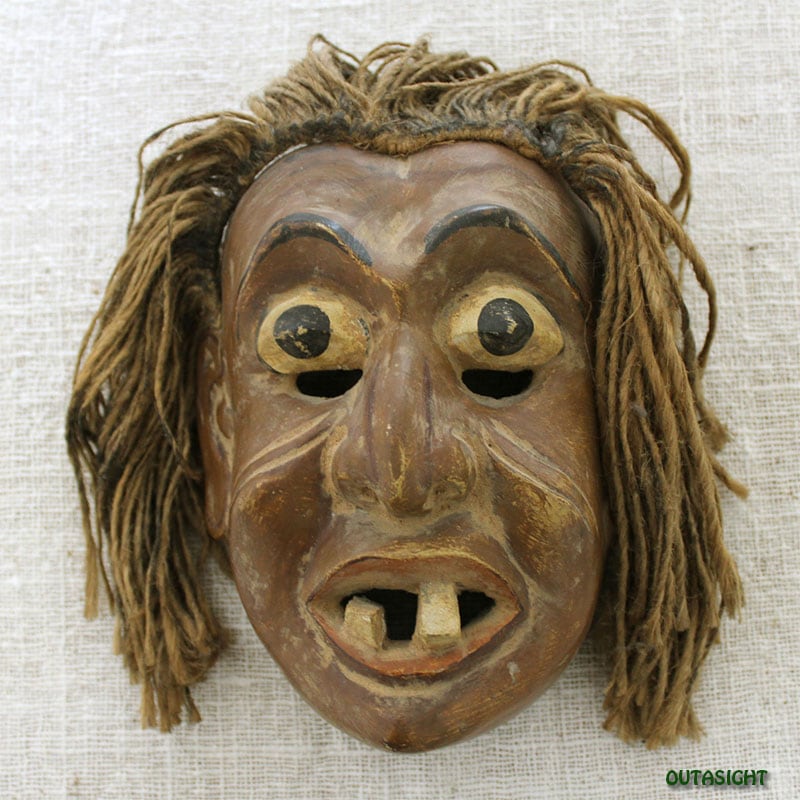 木彫りマスク(お面) アンティーク スリランカ SLAM-01 | Mask/マスク