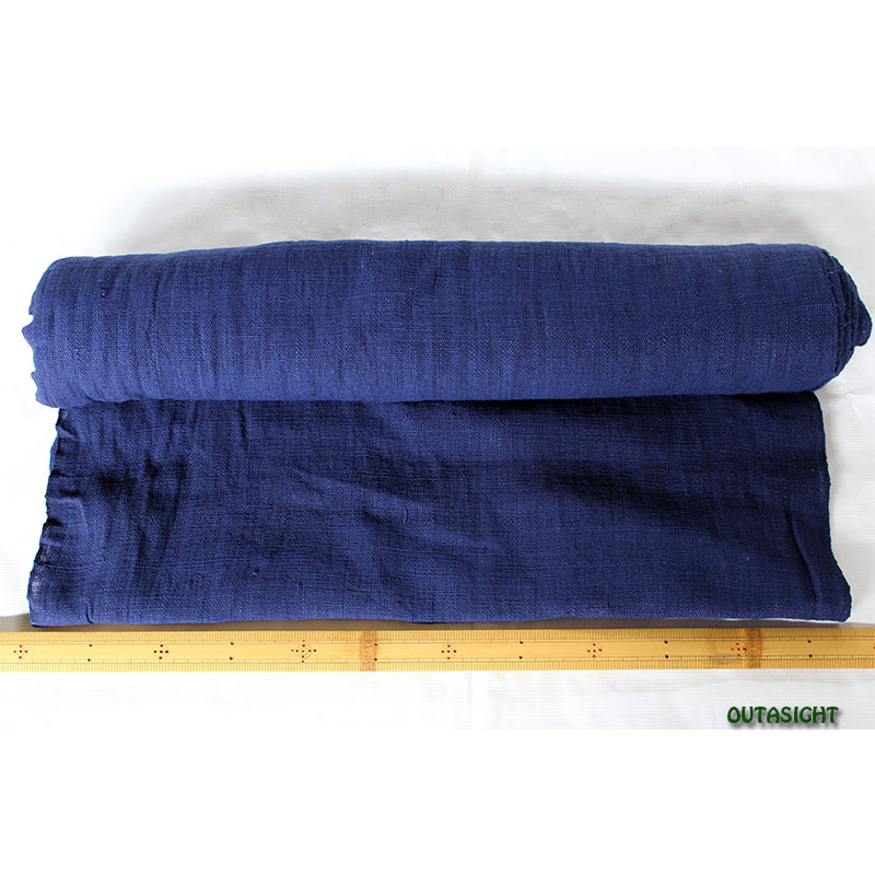 タイ コットン(木綿)反物生地 手紡ぎ 手織 紺色 TNT-07