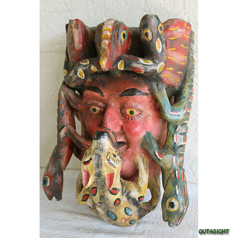 木彫り】☆一刀彫 イフガオマスク☆ 最高 木彫り】☆一刀彫 イフガオ