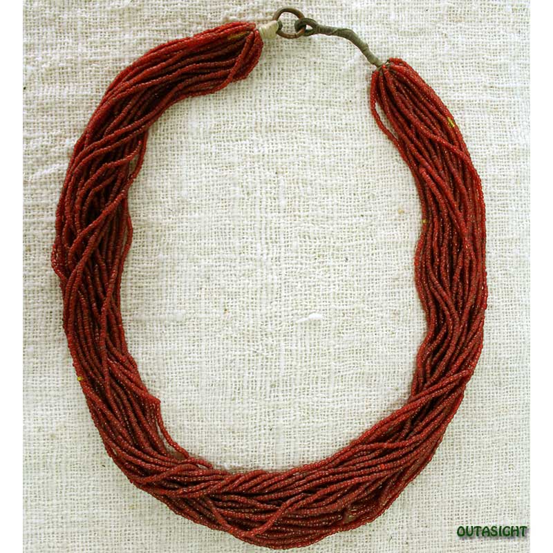 ビーズネックレス レッド 27連 ヴィンテージ ネパール NAN-03 | Beads 