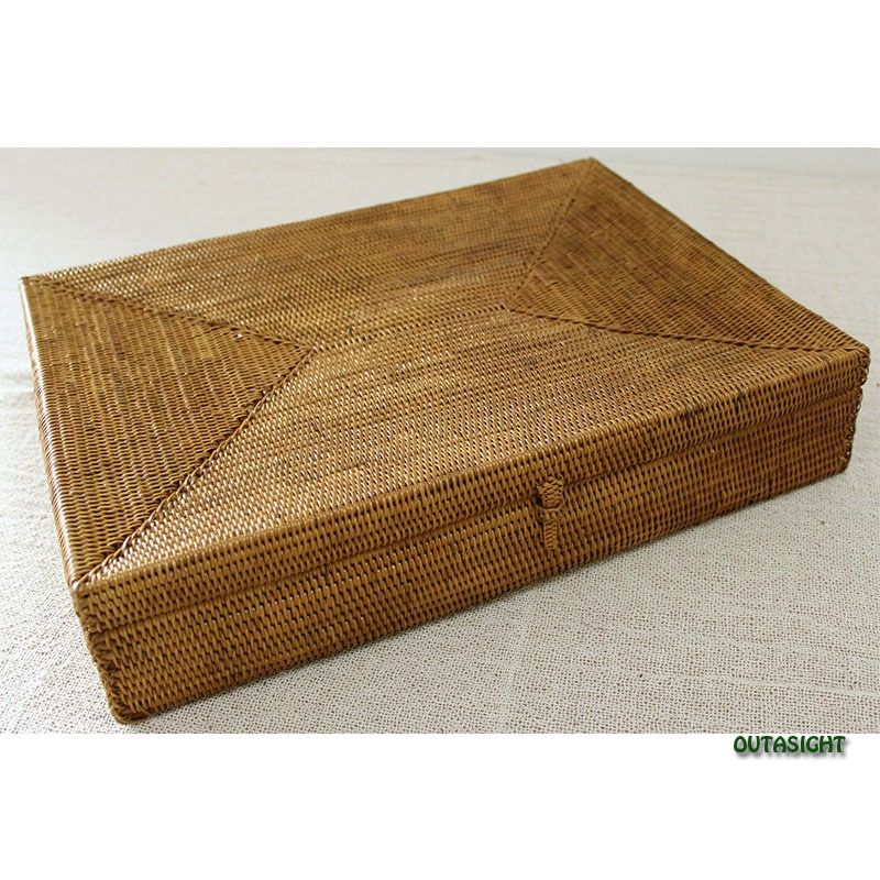 アタバスケット 蓋付き角型箱 バリ島 INNB-52 | Basket/バスケット