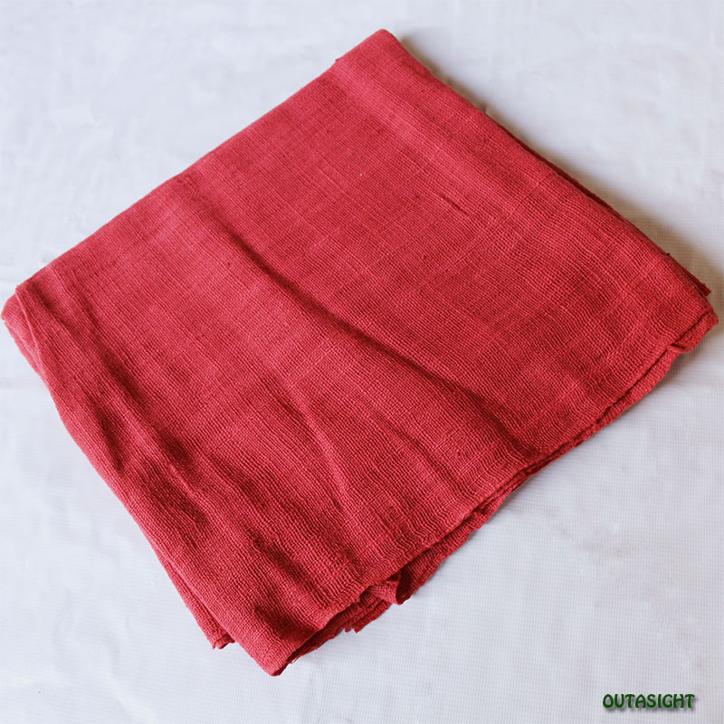 コットン(木綿)反物生地 手紡ぎ 手織 紅赤色 タイ TMR-17 | Textile  