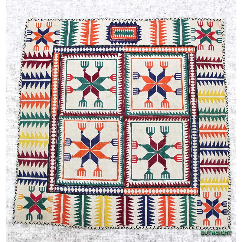 シルク刺繍 ティーポットコースター ハザラ族 ヴィンテージ
