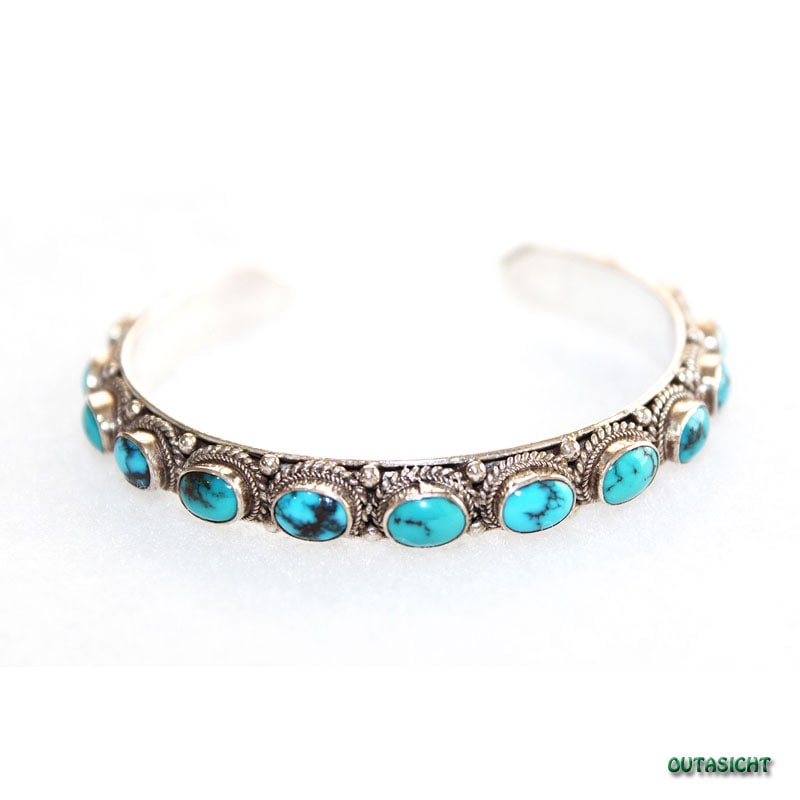 ターコイズシルバーバングル Amazon | [silver KYASYA]唐草バングル シルバーバングル 平打ち