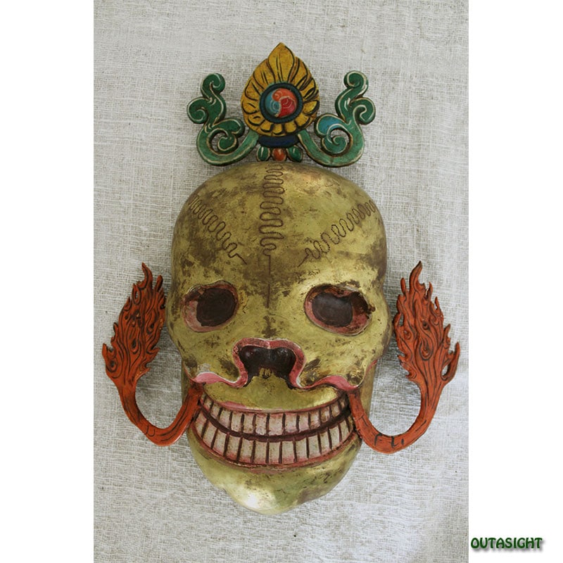 スカルマスク チティパティ 打ち出し チベット仏教 アンティーク