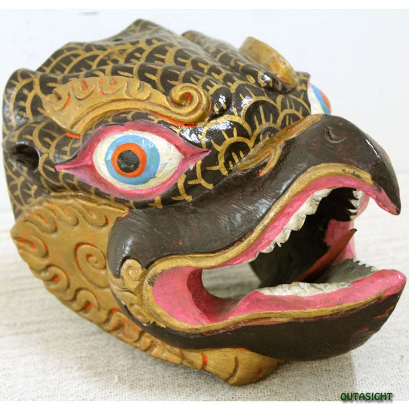 アフリカのマスク　お面 木製チェッカーパターンの面 約60 アフリカのマスク お面 木製チェッカーパターンの面 約60