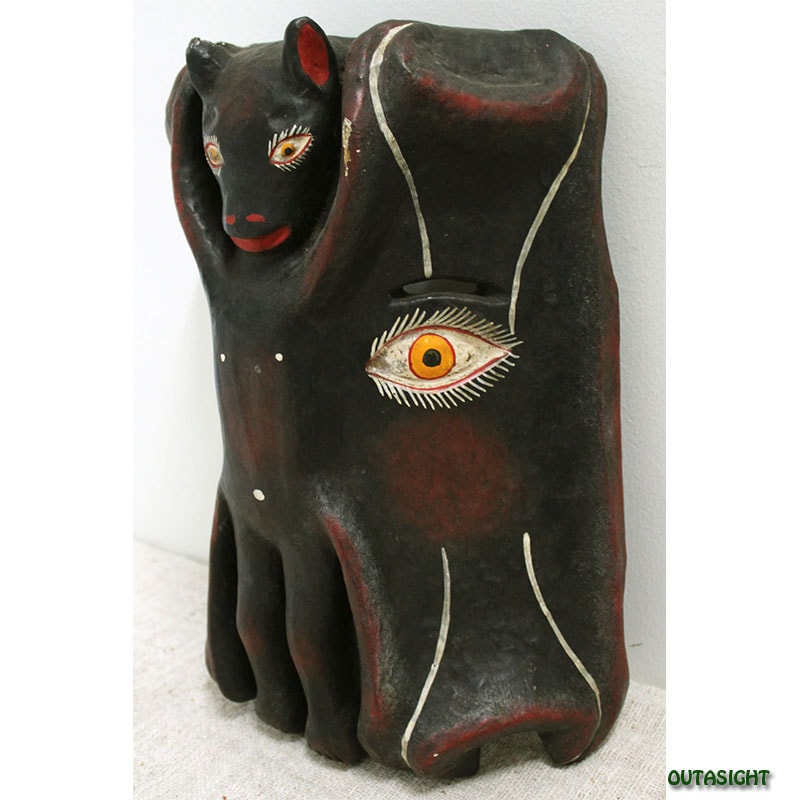 木彫りマスク（お面)）こうもり オールド メキシコ MAM-07