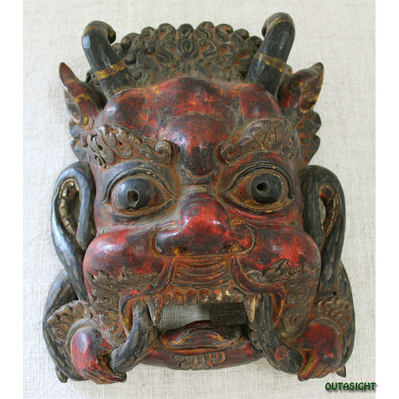 ガネーシャ像／ヒンドゥー教 木彫り 可愛らしく 彫刻 置物：蝋印有り