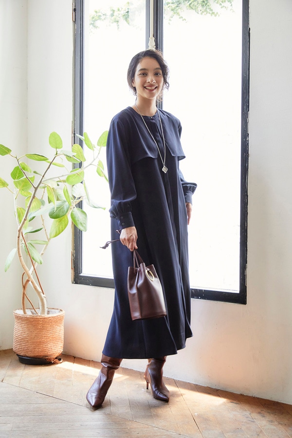 オアーノ　グレー 長袖ワンピース オアーノ グレー 長袖ワンピース - メルカリ