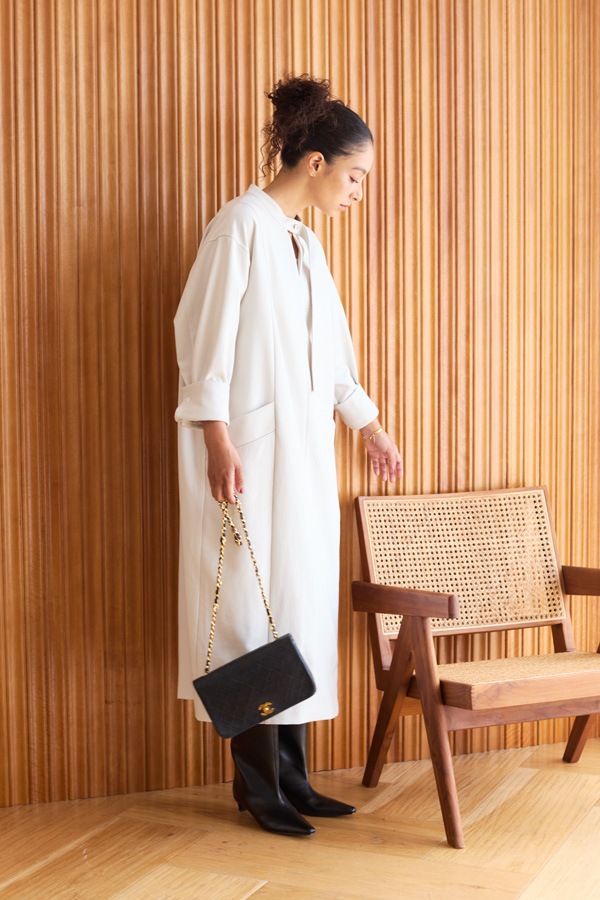 【再販】2025AW_フロントタイVネックワンピース