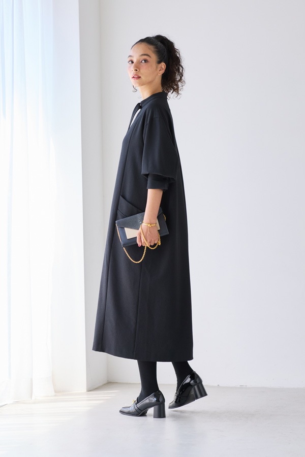 【再販】2025AW_フロントタイVネックワンピース