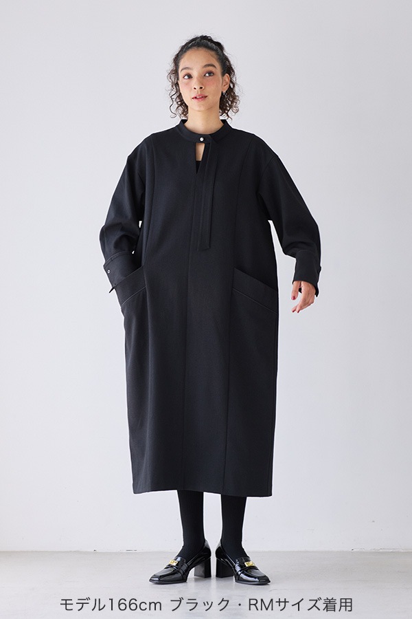 【再販】2025AW_フロントタイVネックワンピース