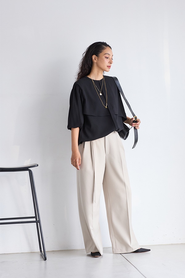 オアーノ　バルーンブラウス（長袖） ホワイト　Ｍ 再販】2025AW_ジョーゼット長袖バルーンブラウス（2026年2月注文受付