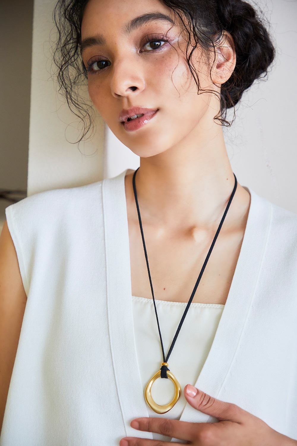 【再販】オーバルカーブコードネックレス（金属アレルギー対応）