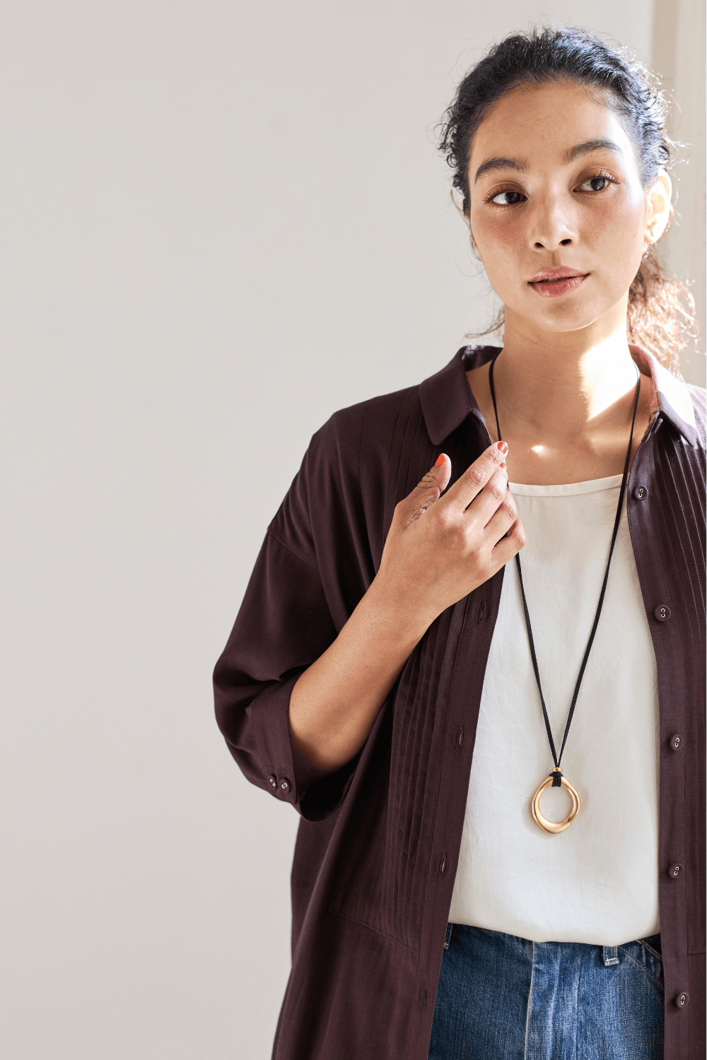 【再販】オーバルカーブコードネックレス（金属アレルギー対応）