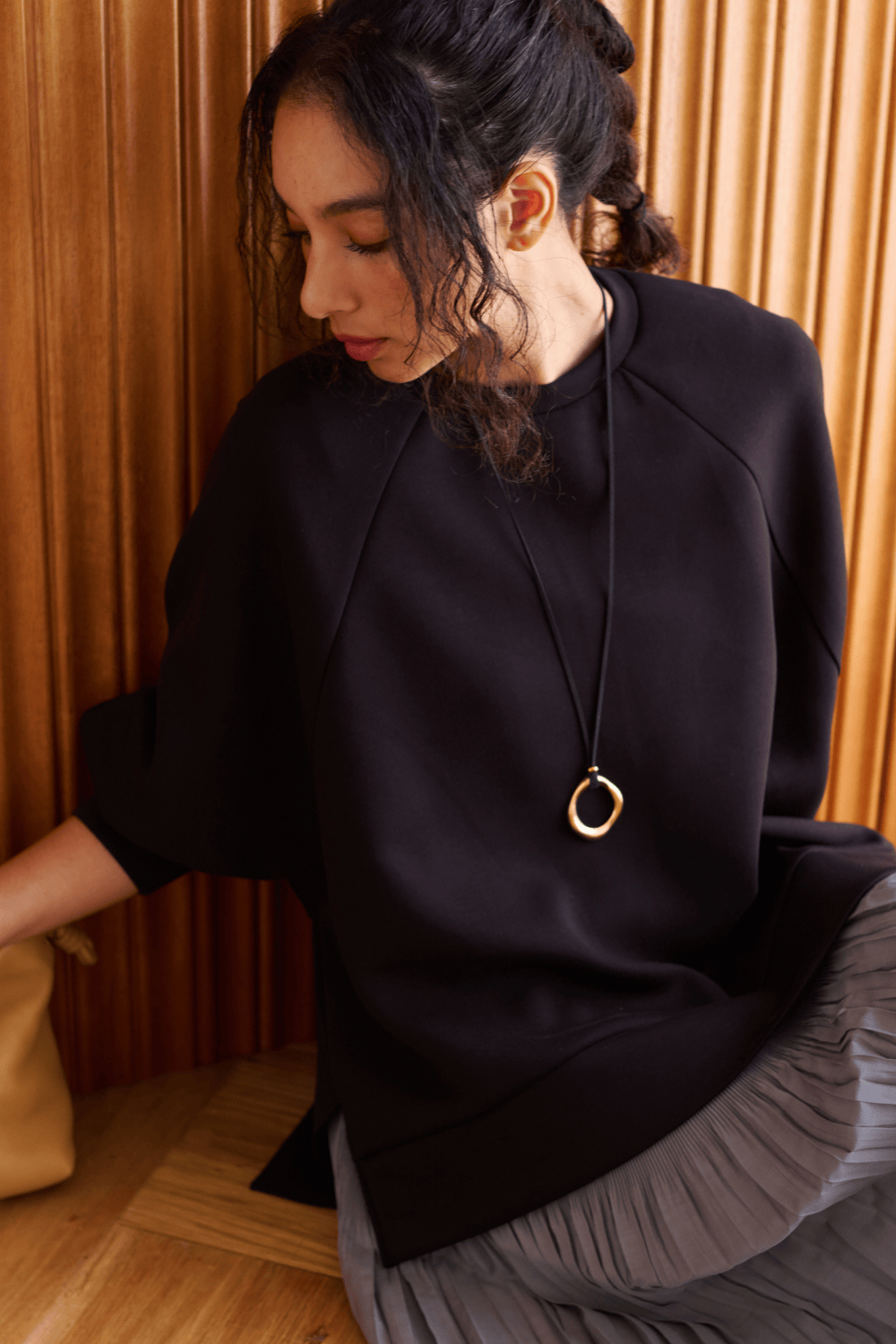 【再販】オーバルカーブコードネックレス（金属アレルギー対応）