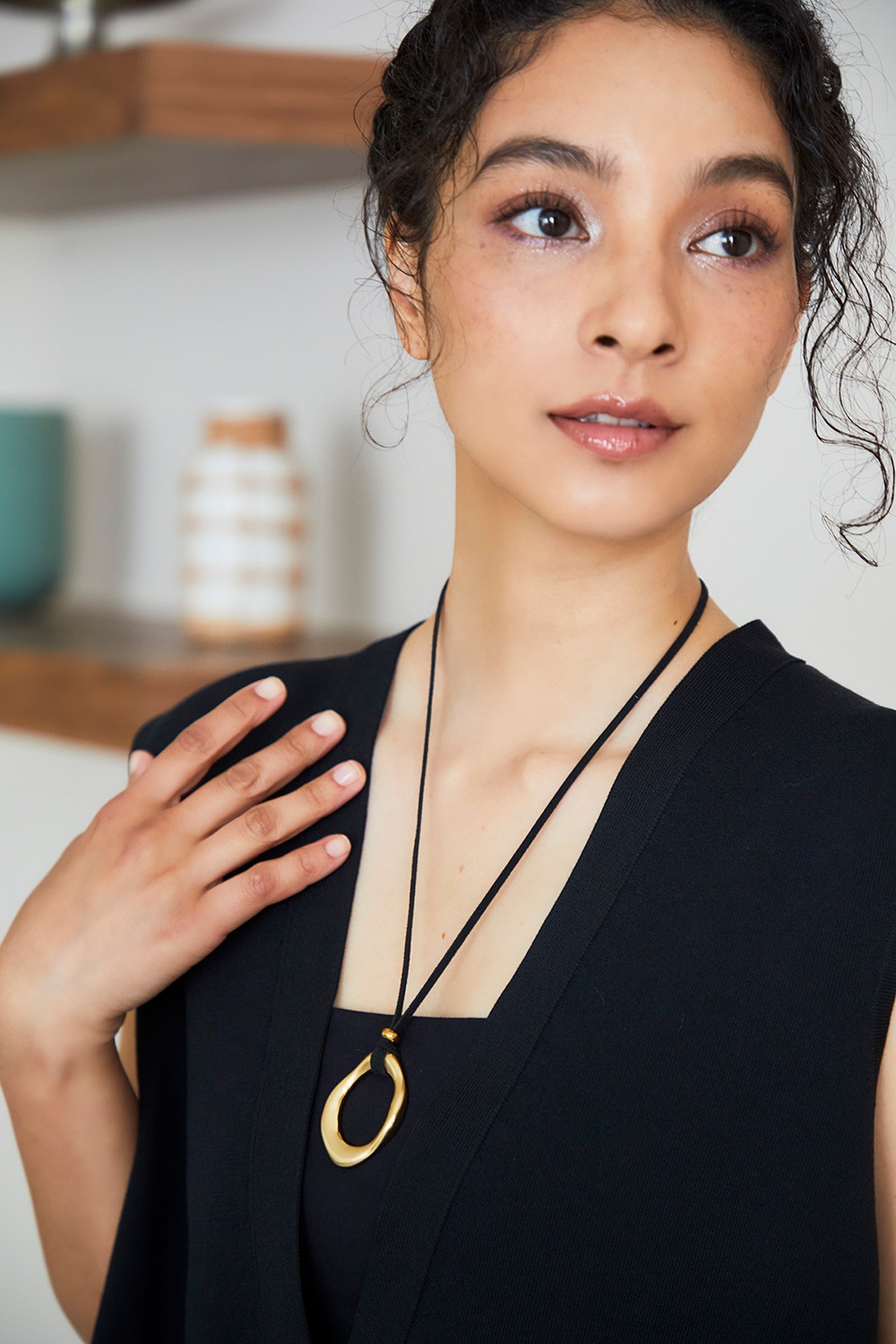 【再販】オーバルカーブコードネックレス（金属アレルギー対応）