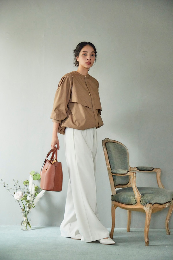 オアーノ長袖バルーンブラウスオフホワイト