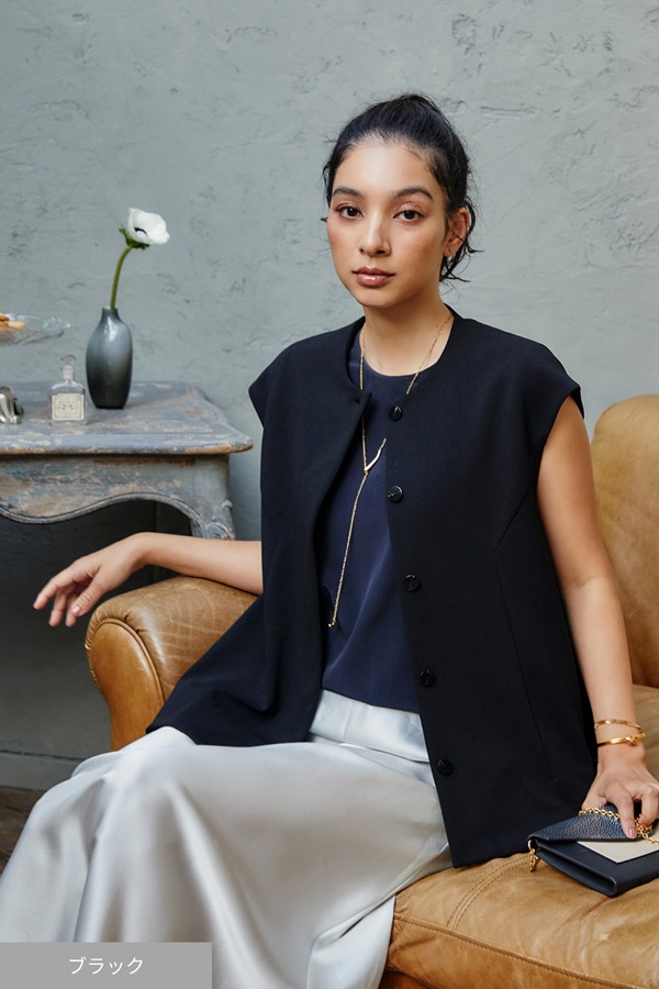 オアーノ ジョーゼットストレッチジレ ブラックネイビー 再販】2025SS_ジョーゼットストレッチジレ | アイテム | OWAUNO