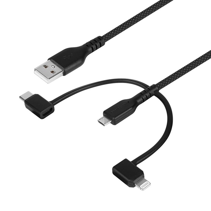�Ѷ���12���� ����2.4A���š��ǡ���ž���б� Type-A to microUSB��Type-C��Lightning 3in1 Ķ���ե����֥� OWL-CBA6ABM���꡼��