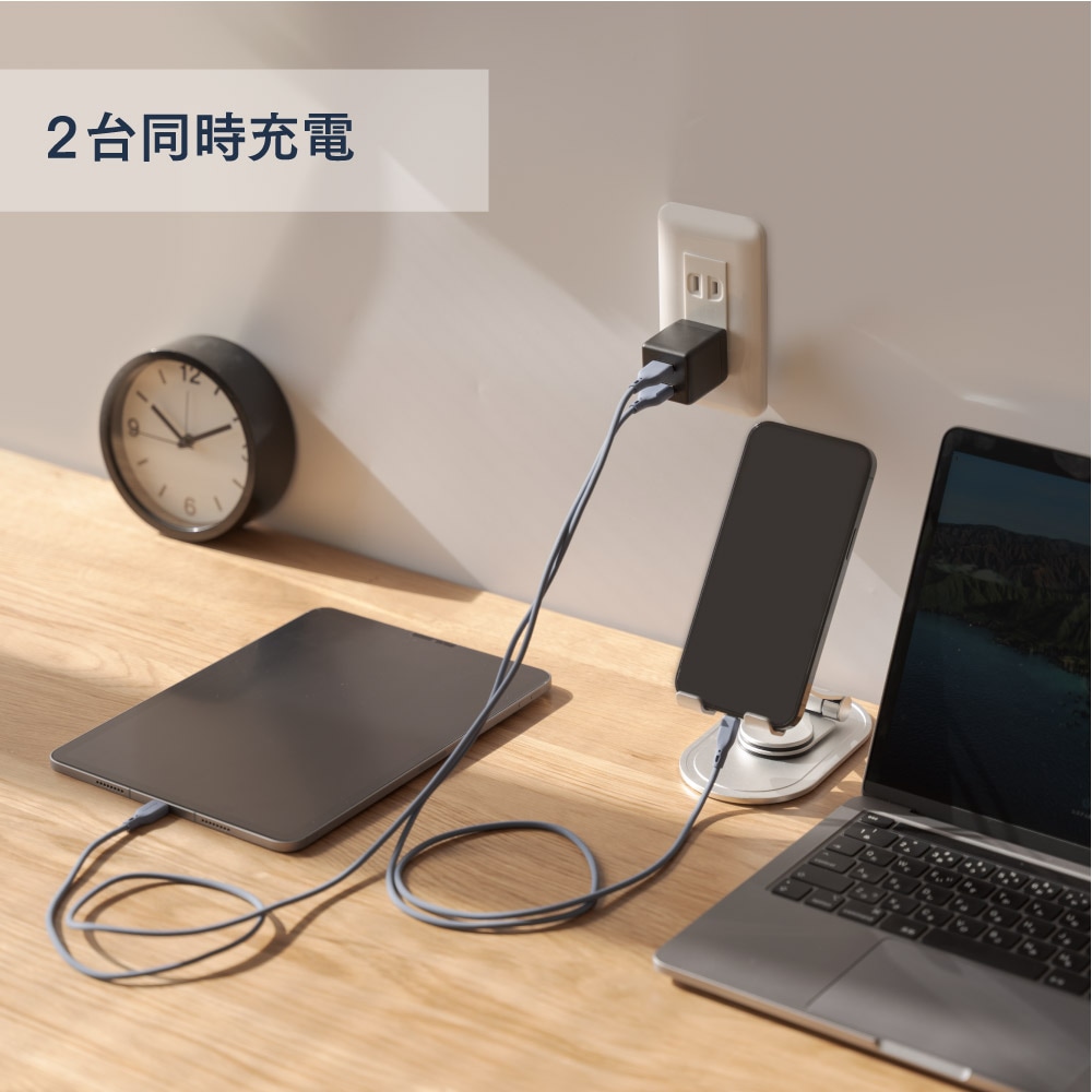 最大24W出力 USB Type-A×2ポート AC充電器 (OWL-AC24WA2)