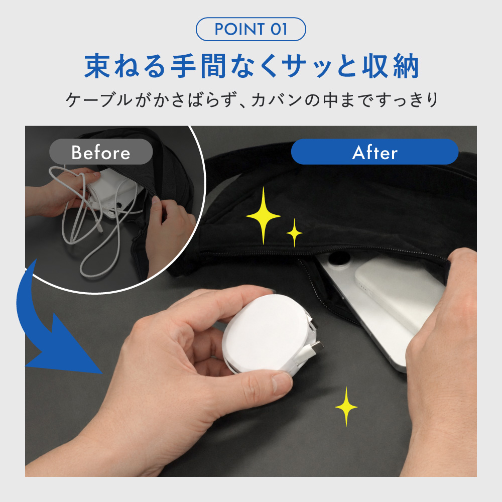 【販路限定】スタンド付き 片引き巻取り式 katamaki 急速3A充電/データ転送対応 温度センサー搭載 Type-A to Type-Cケーブル 1.2m OEC-CBKR1AC-Dシリーズ
