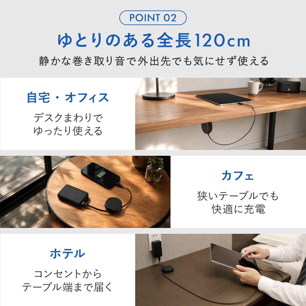 【販路限定】スタンド付き 片引き巻取り式 katamaki 急速3A充電/データ転送対応 温度センサー搭載 Type-A to Type-Cケーブル 1.2m OEC-CBKR1AC-Dシリーズ